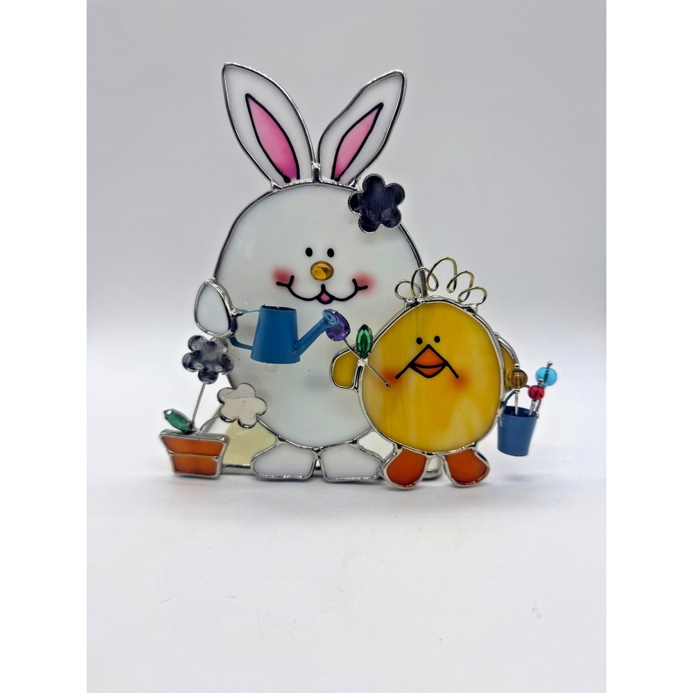 Vintage Stainglass Cottontale Collection‎ Bunny Chick Tealight Holder Easter